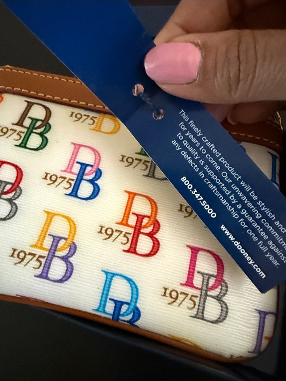 NWT Dooney & Bourke Rainbow DB Monogram Wristlet Pouch Wallet Box & Tags - Picture 12 of 12